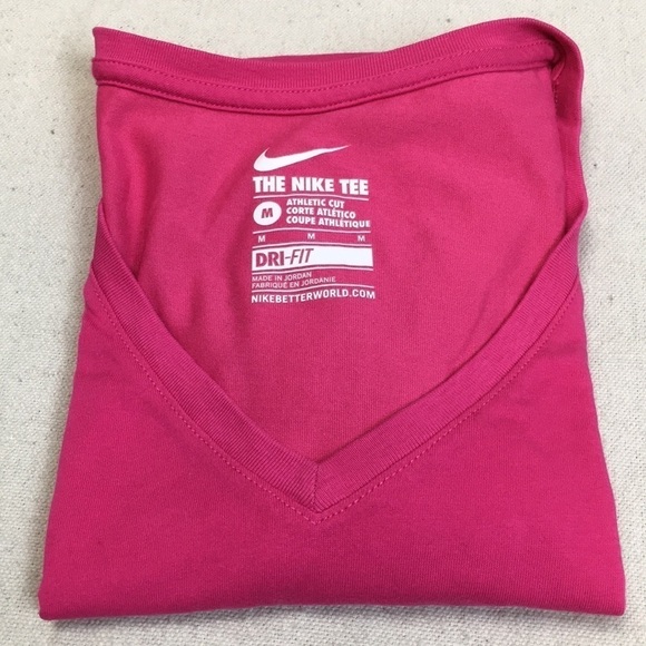 Nike V Neck Dri Fit Cotton blend Pink Tee - Picture 8 of 8